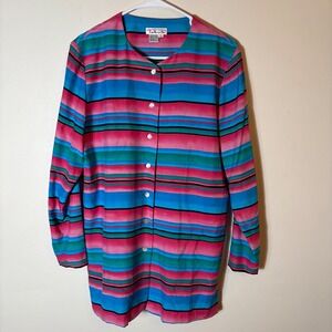 Vintage Talbots 100% Silk Striped Blouse 90s Retro Size‎ 6